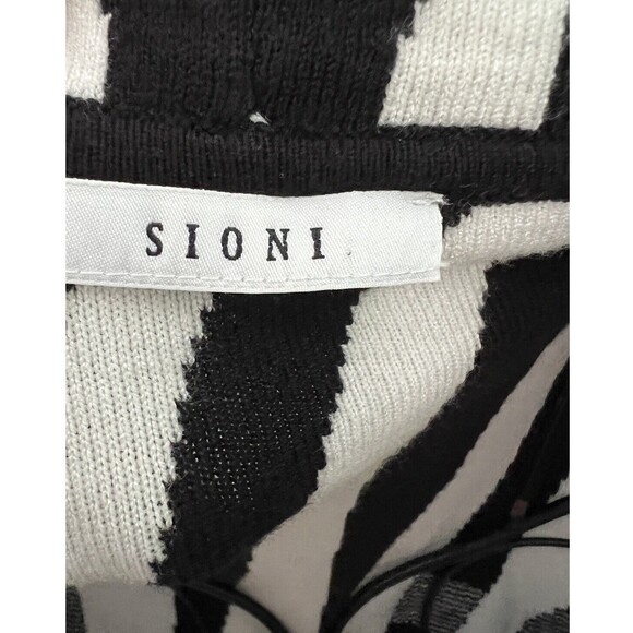 SIONI L black White Zevra Open Cardigan Sweater Black White - Picture 2 of 5